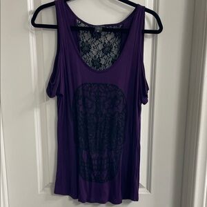 Purple Lace Skull Women's Top
